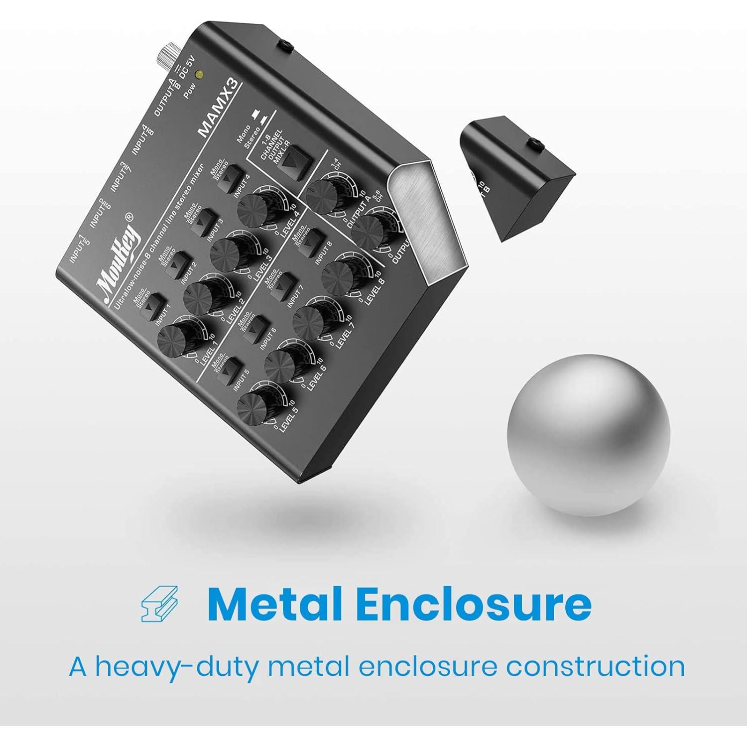 Mezclador de Audio Moukey MK0150 8 Canales Bajo Ruido