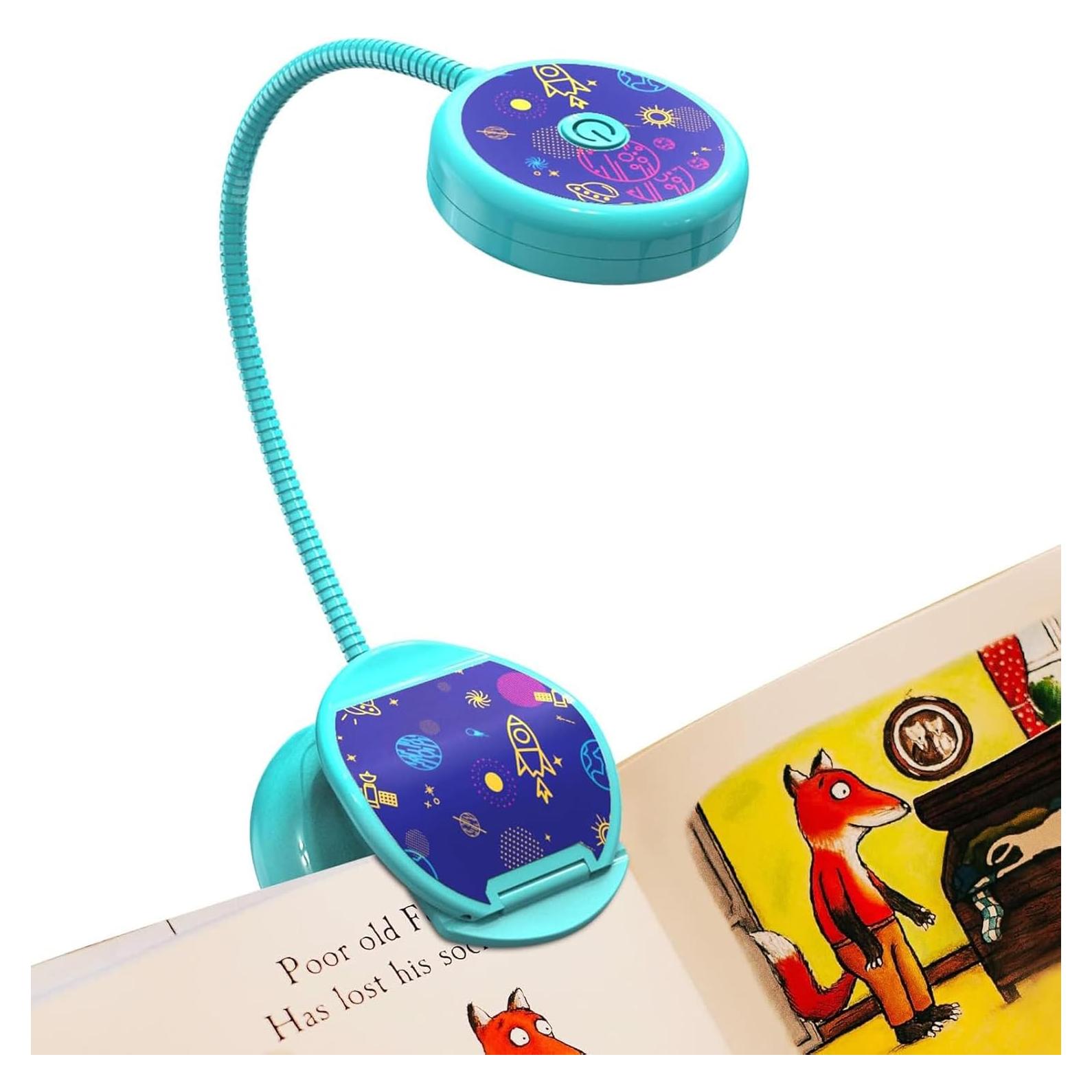 Lámpara de Libro Recargable Vekkia Azul, Luz de Lectura 3 Brillos