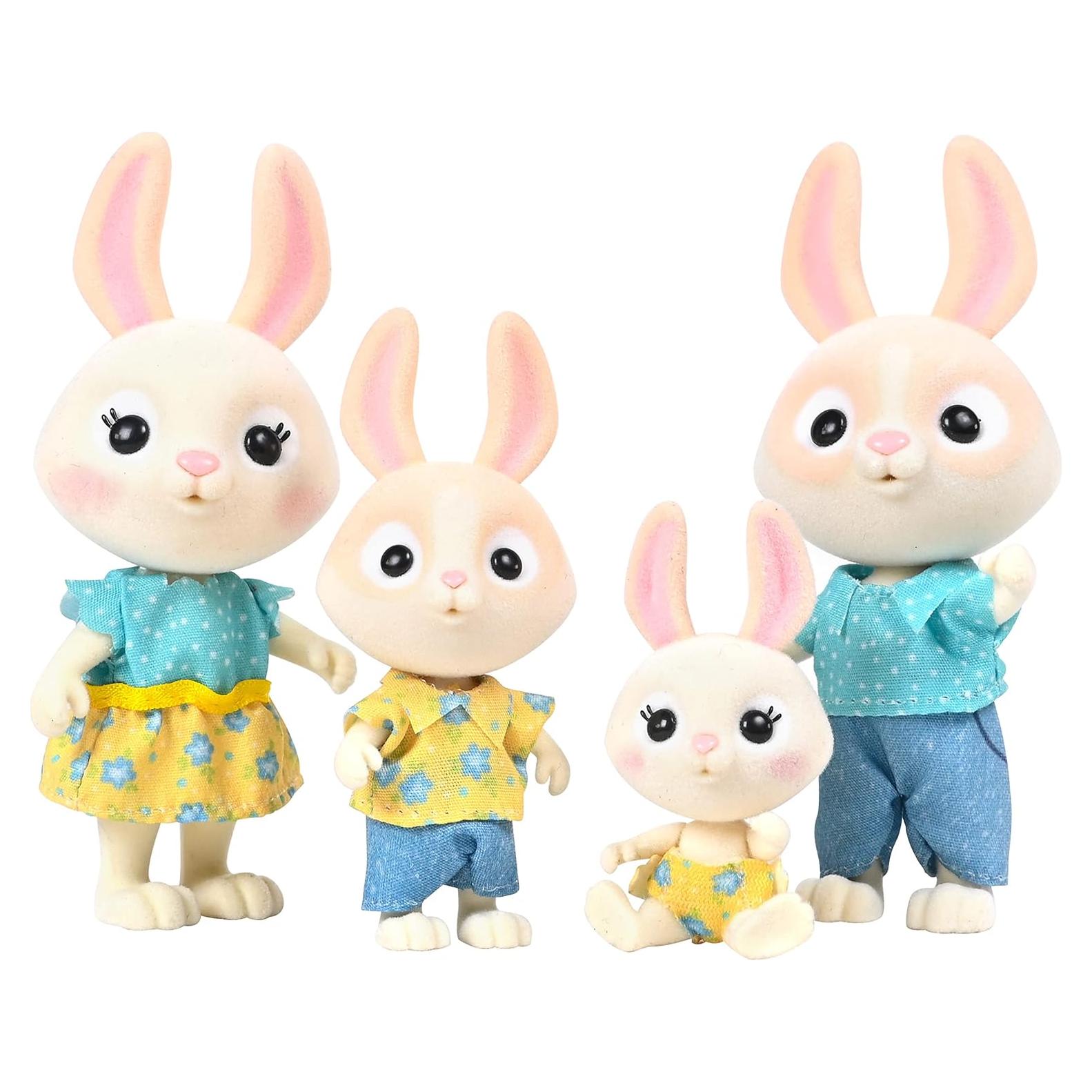 Familia Conejitos McScampers 4 Figuras Flockeadas