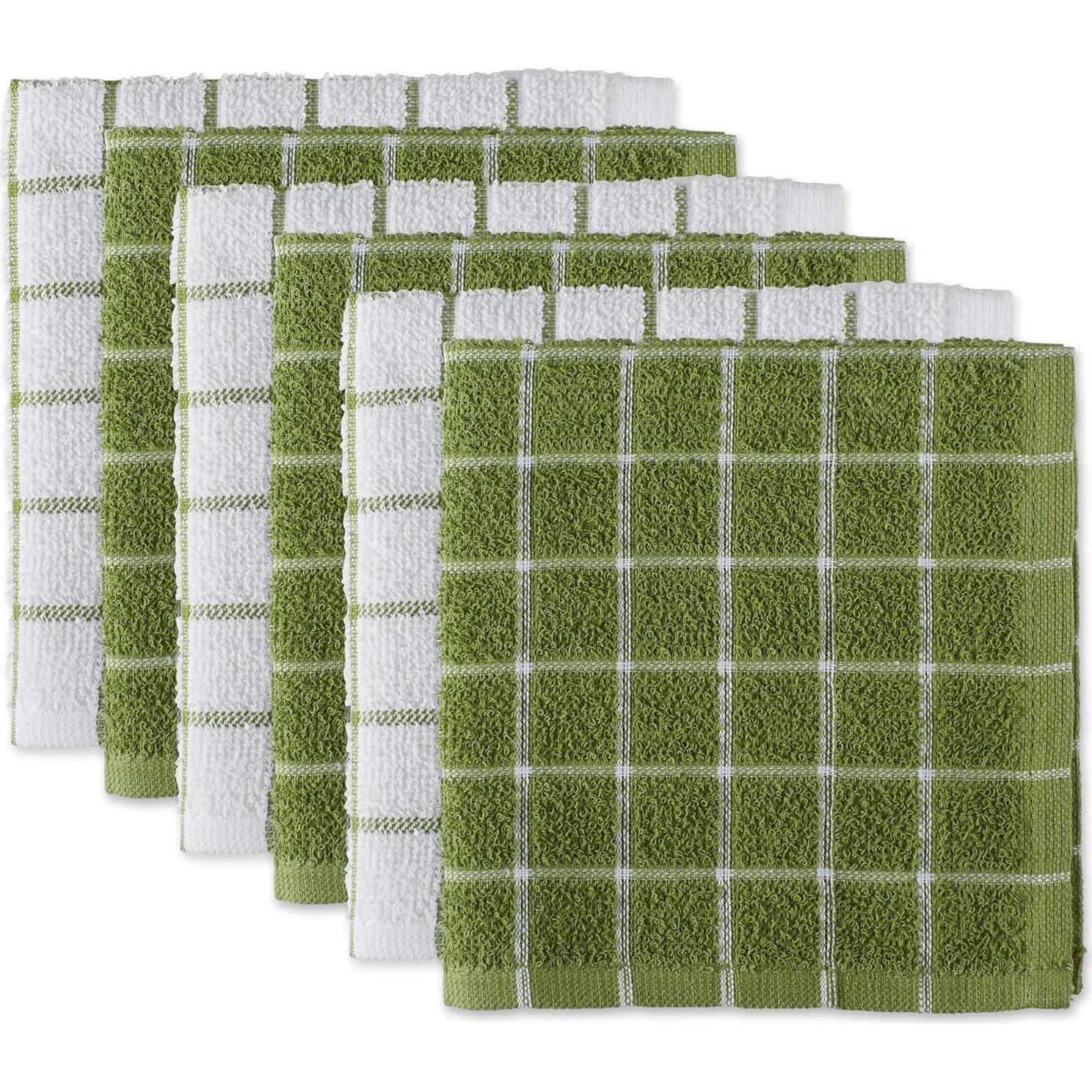Conjunto de Paños de Cocina DII Basic Terry 6 Piezas 30x30 cm Verde