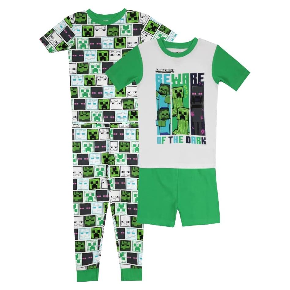 Conjunto de Pijamas Minecraft 4 Piezas Algodón Niños 6-12 Años