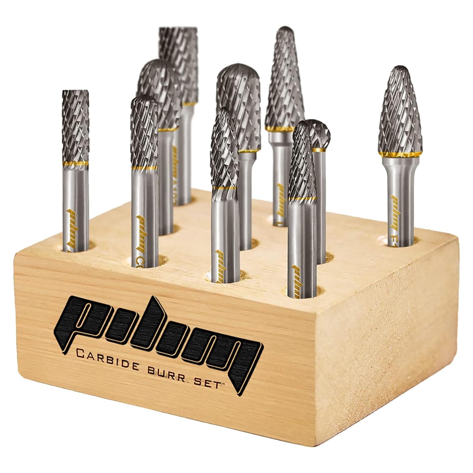 Juego de Fresas de Carburo Pilim 10PC Mango 6.35mm Doble Corte