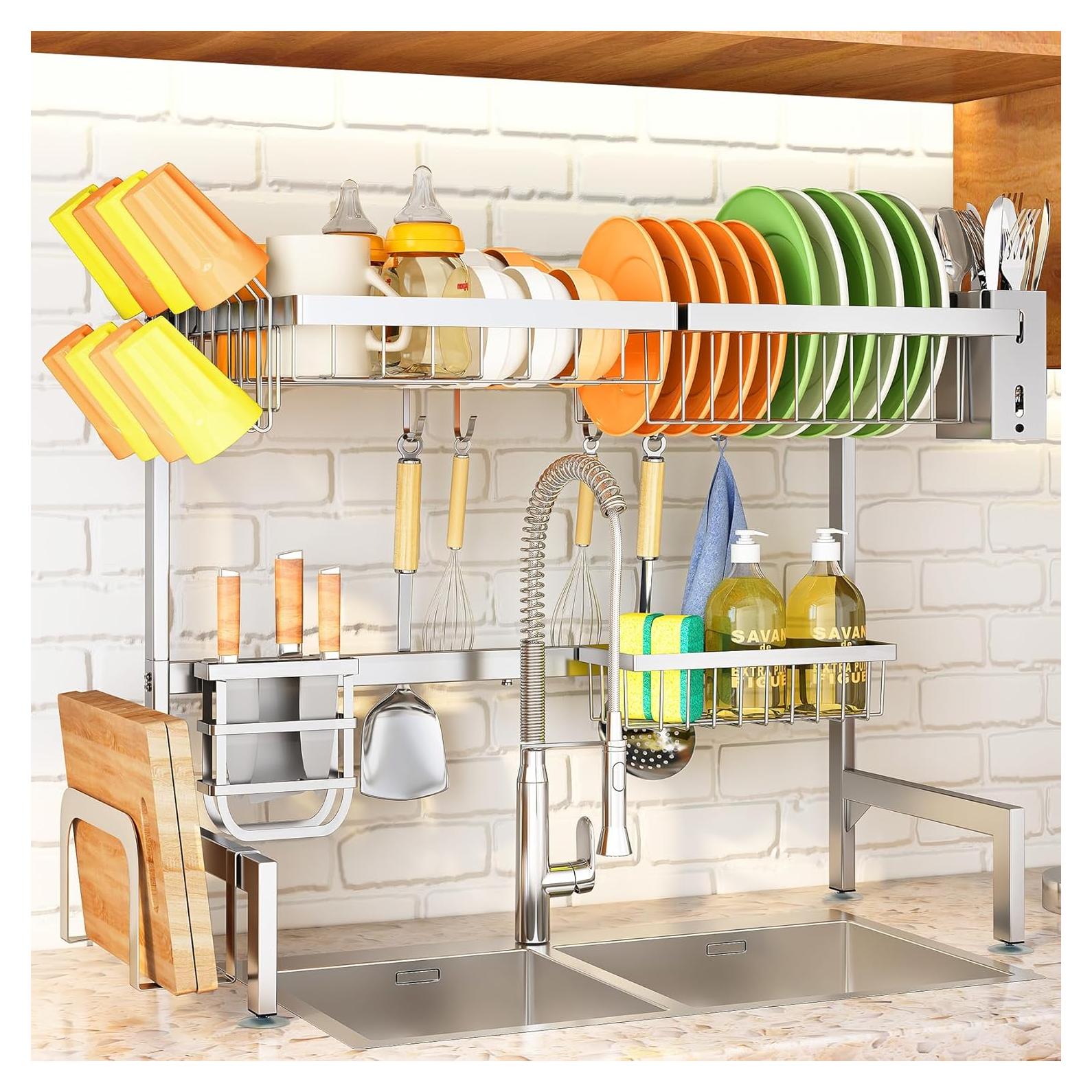 Escurridor de Platos Ajustable SNTD - Metal Plata 68-88 cm