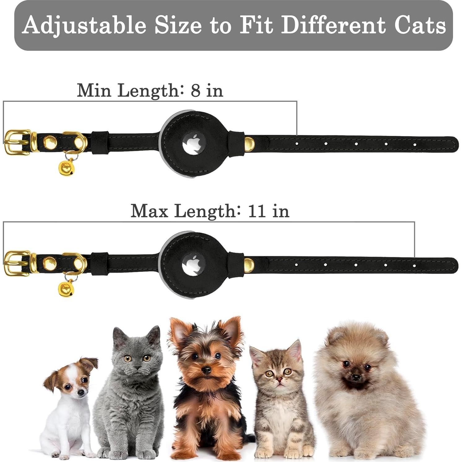 Collar Reflectante de Cuero para Gatos OOPSDOGGY Negro