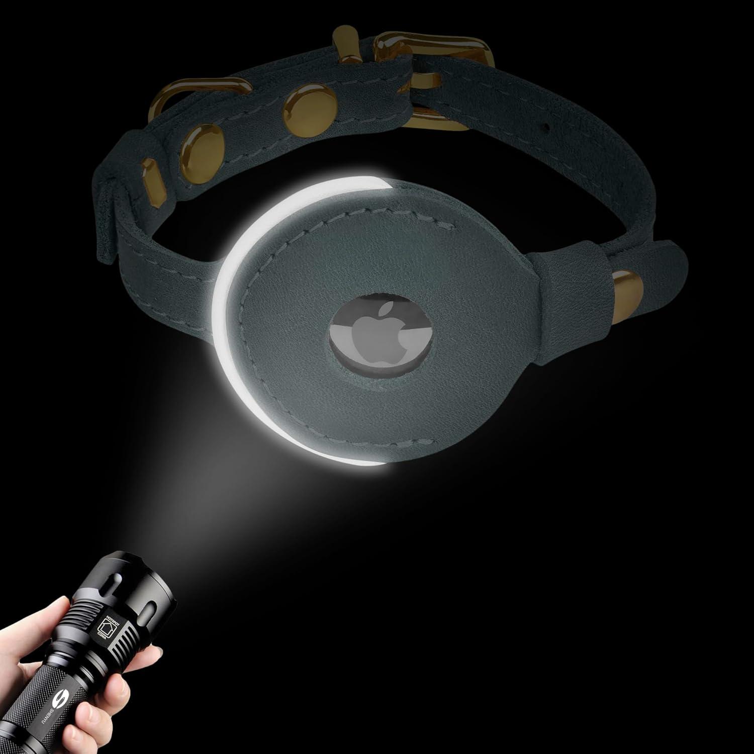 Collar Reflectante de Cuero para Gatos OOPSDOGGY Negro