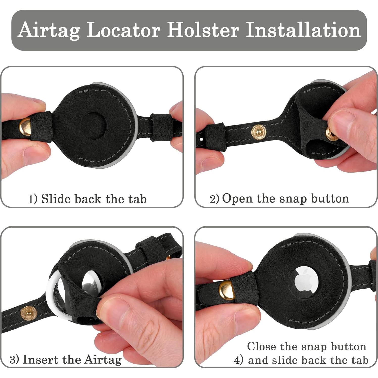 Collar Reflectante de Cuero para Gatos OOPSDOGGY Negro