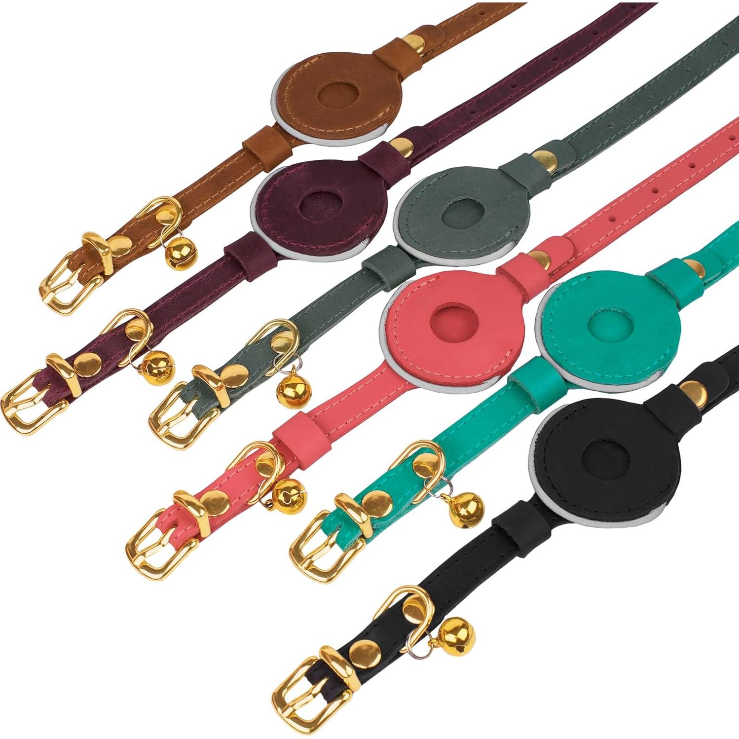 Collar Reflectante de Cuero para Gatos OOPSDOGGY Negro