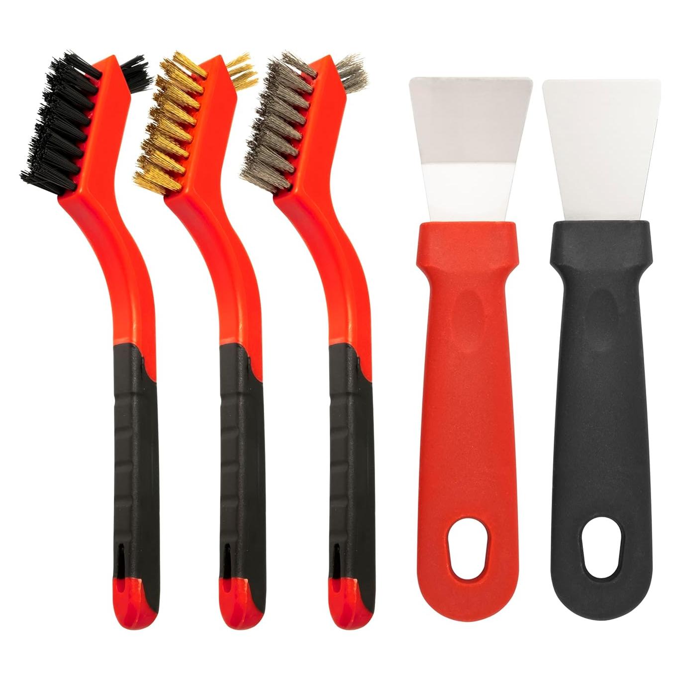 Juego de 5 Cepillos de Alambre y Raspadores Genérico - Acero Inoxidable y Nylon