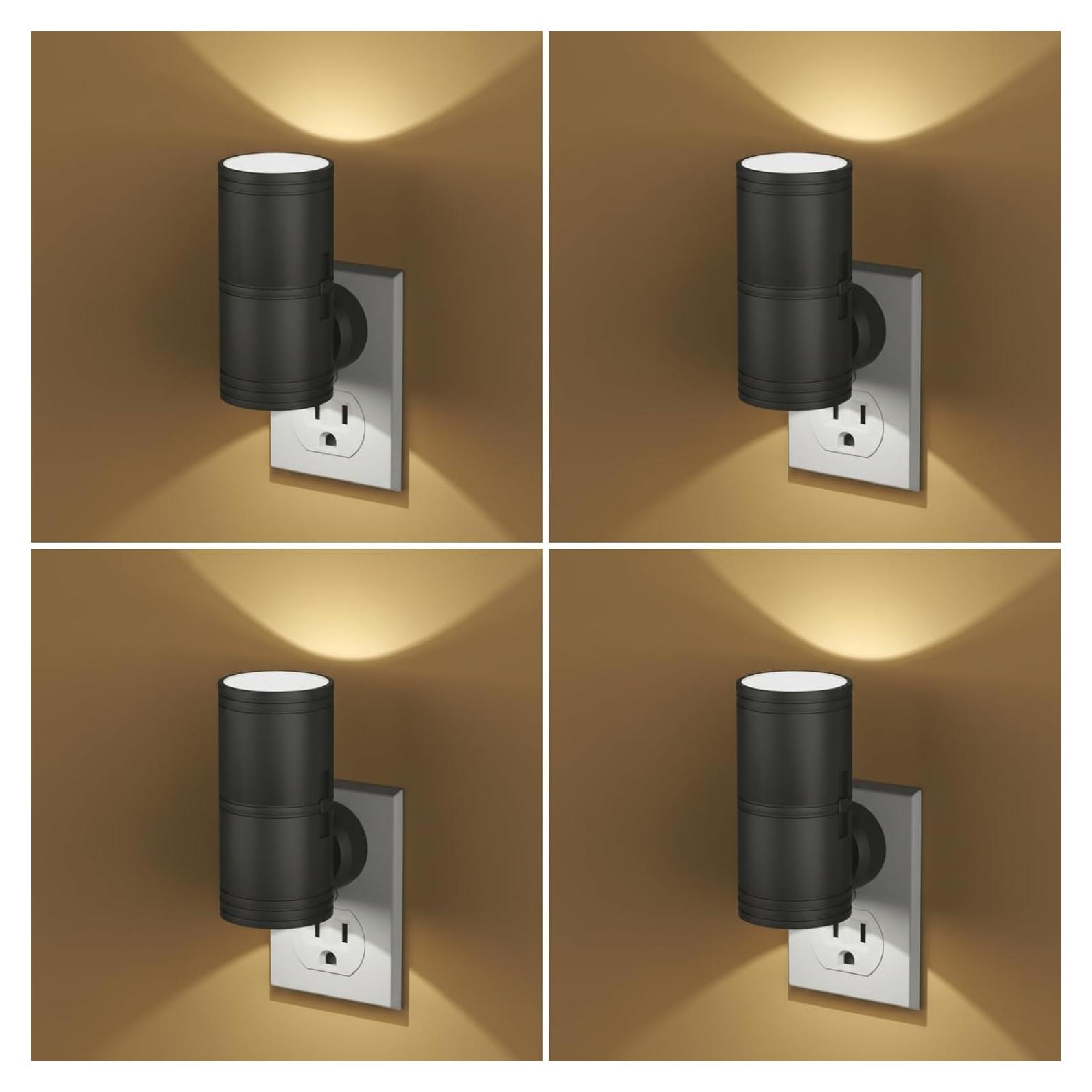 Luz Nocturna LED Regulable Likelgn, Paquete de 4, Negro