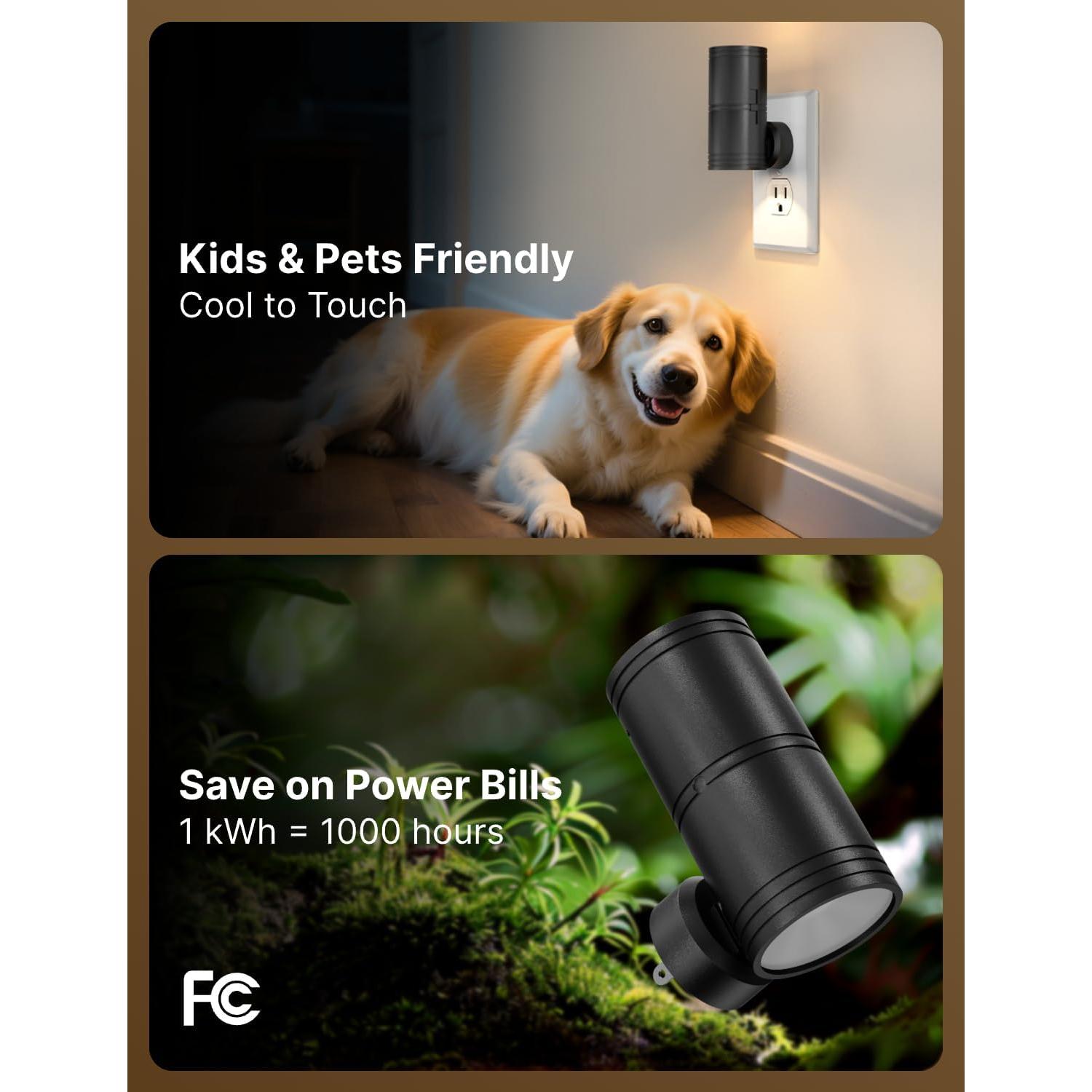 Luz Nocturna LED Regulable Likelgn, Paquete de 4, Negro