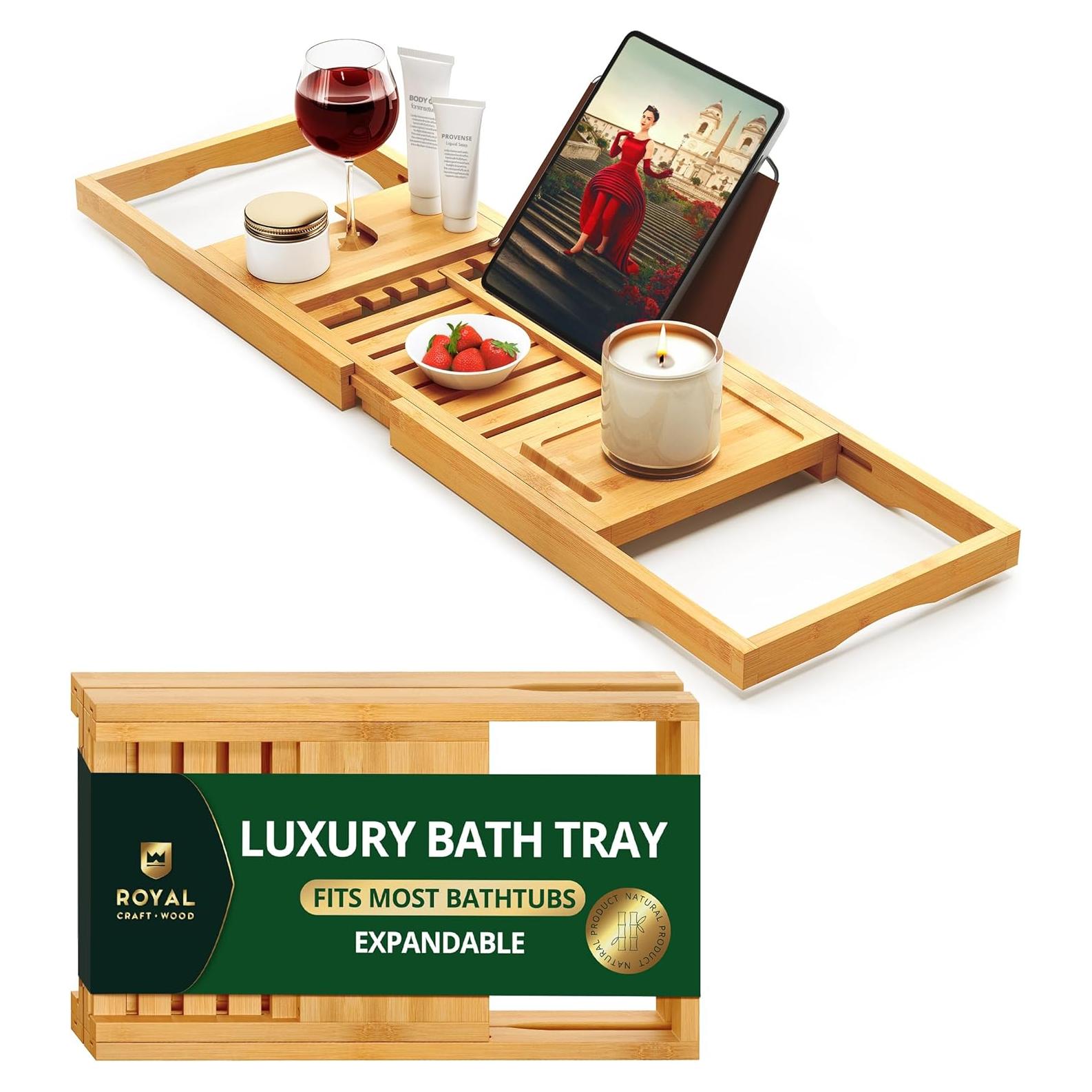 Bandeja de Baño Plegable Royal Craft Wood - Bambú Natural