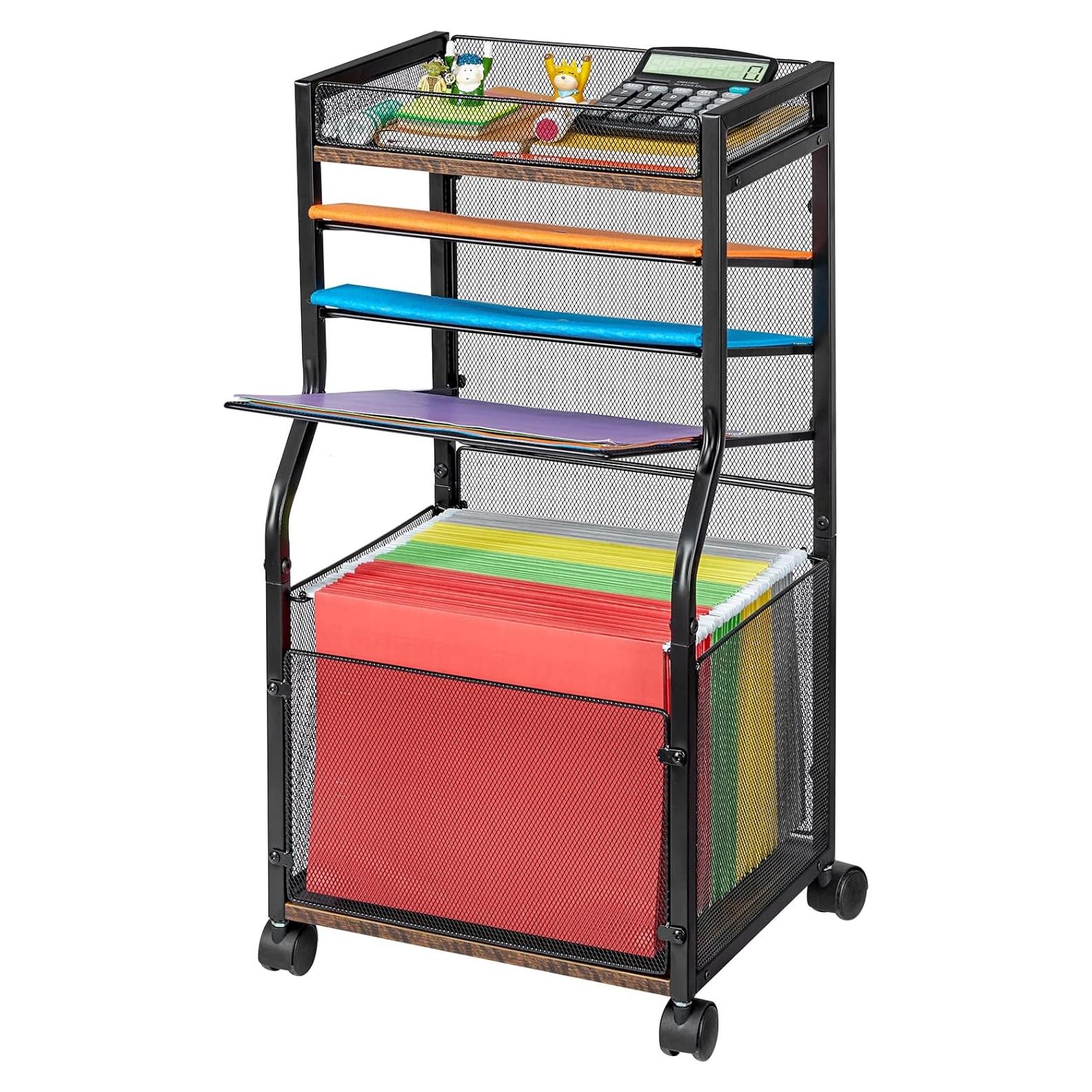 Carro de Archivo Rodante 5 Niveles 3IngSeagulls Marrón