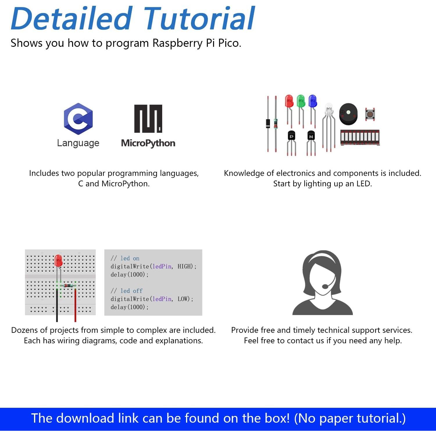 Kit de Inicio Freenove para Raspberry Pi Pico 2 - 55 Proyectos