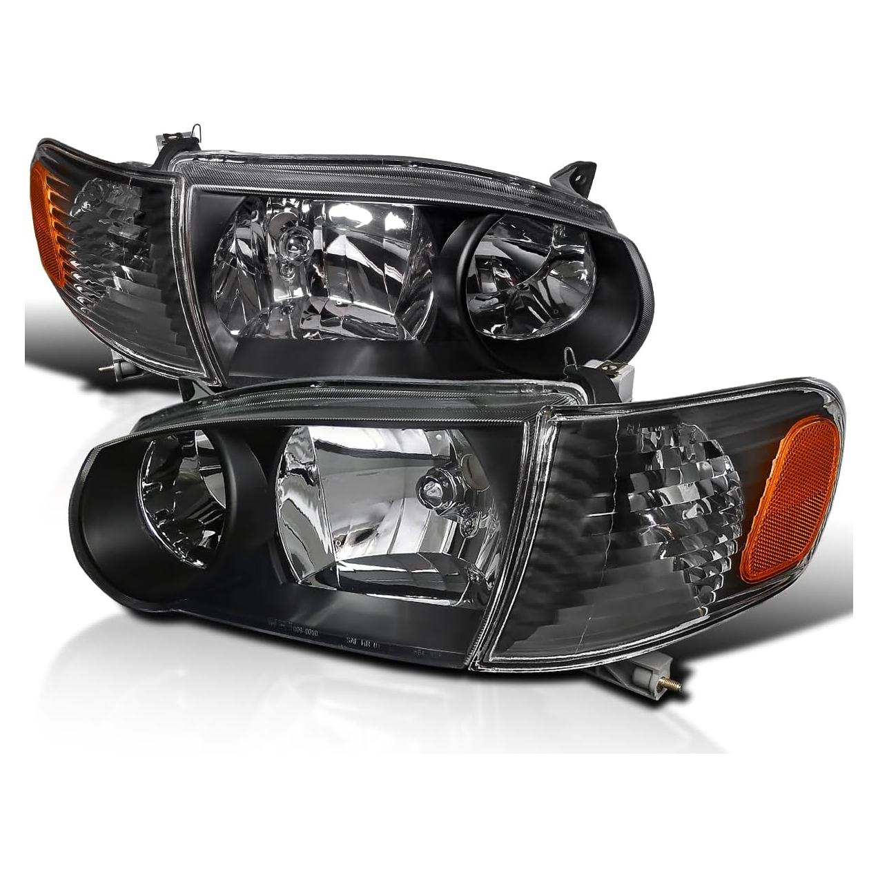 Faros de Carrocería Negra Spec-D para Toyota Corolla 2001-2002
