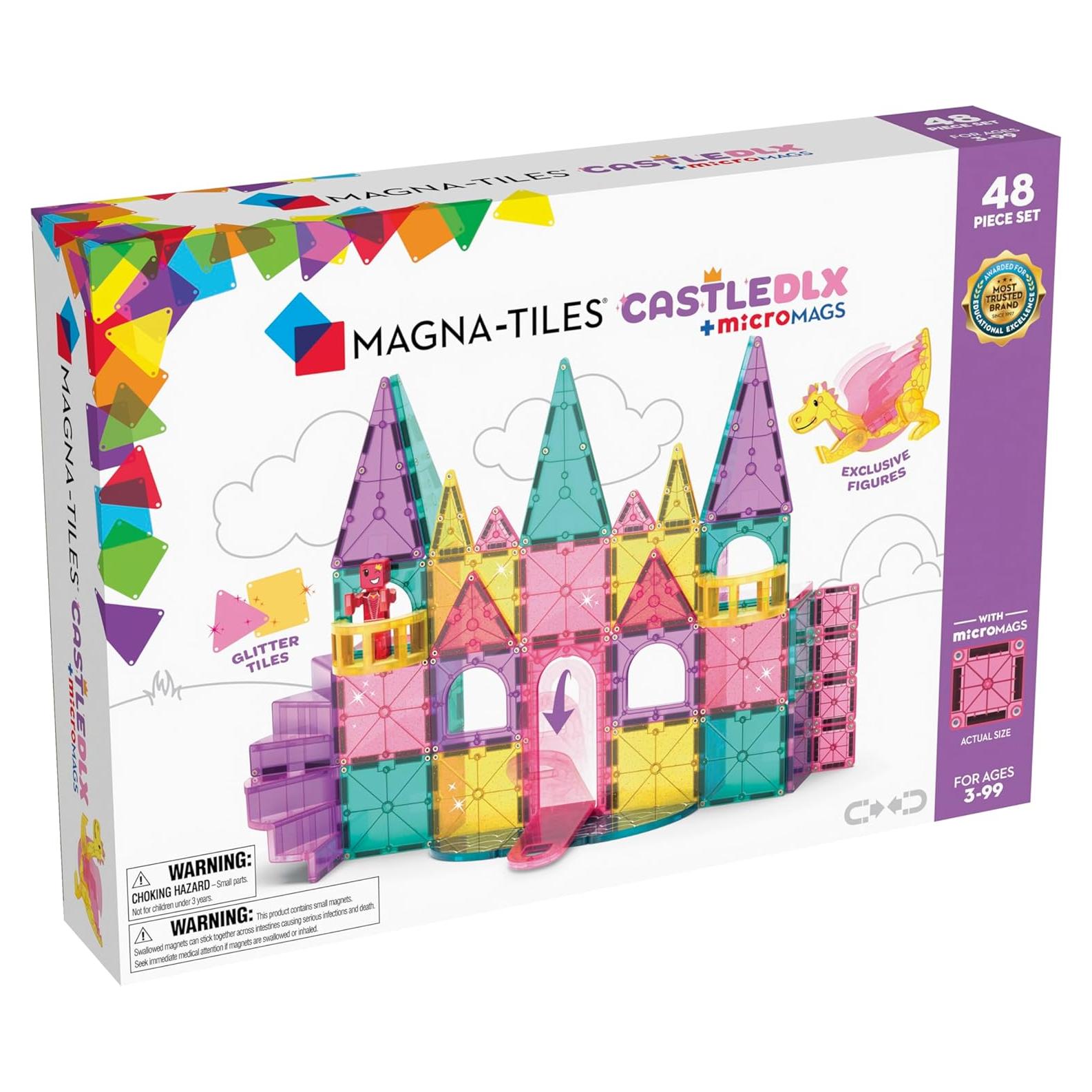 MAGNA-TILES Castillo DLX 48 Piezas Set de Construcción Magnética