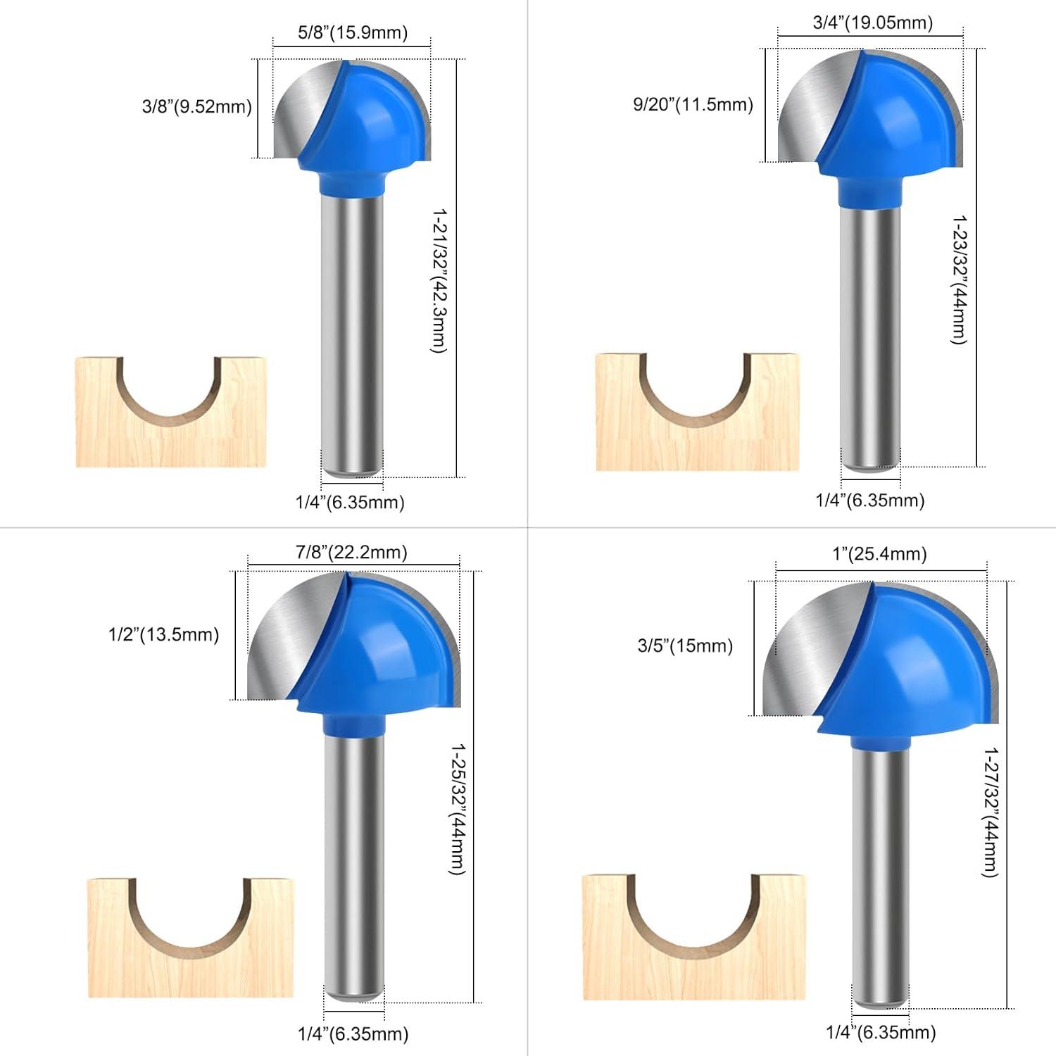 Juego de Brocas Router Wingsflee 8 Piezas Carburo 0.64 a 2.54 cm