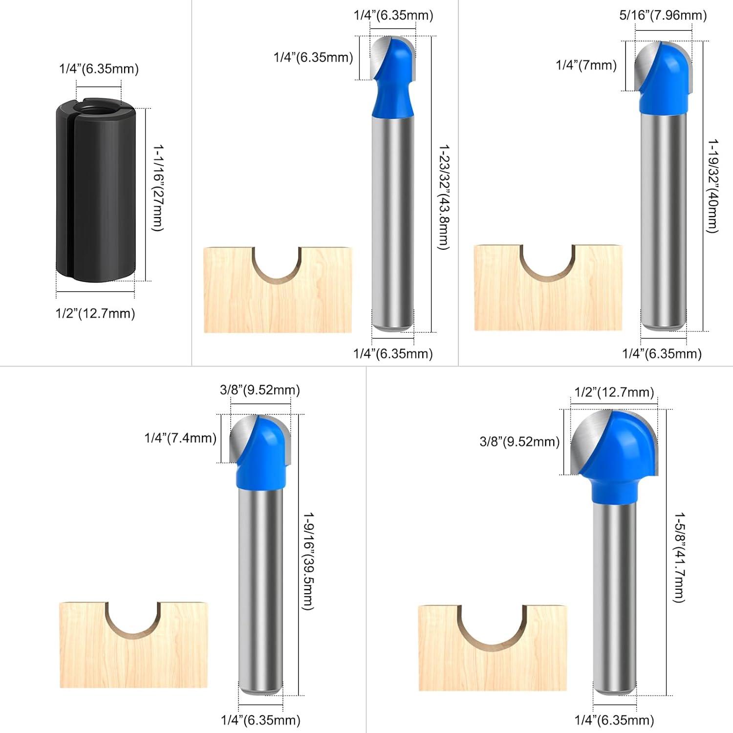 Juego de Brocas Router Wingsflee 8 Piezas Carburo 0.64 a 2.54 cm