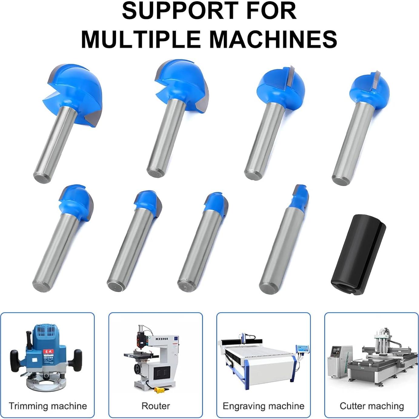 Juego de Brocas Router Wingsflee 8 Piezas Carburo 0.64 a 2.54 cm