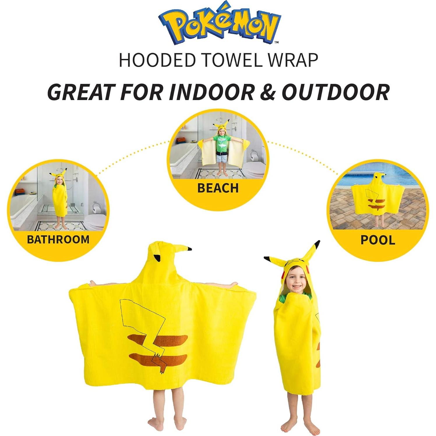 Toalla con Capucha Franco Pikachu 100% Algodón 60x120 cm