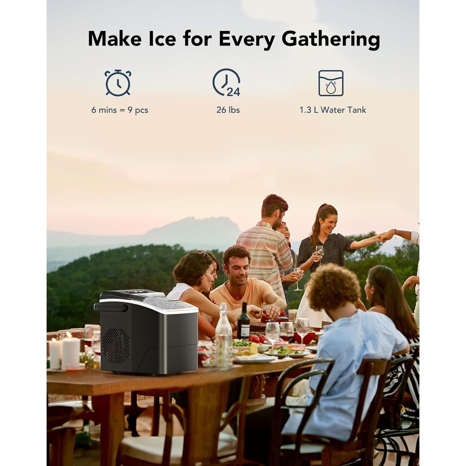Máquina de Hielo Bebisuny 9 Cubos en 6 Minutos Portátil