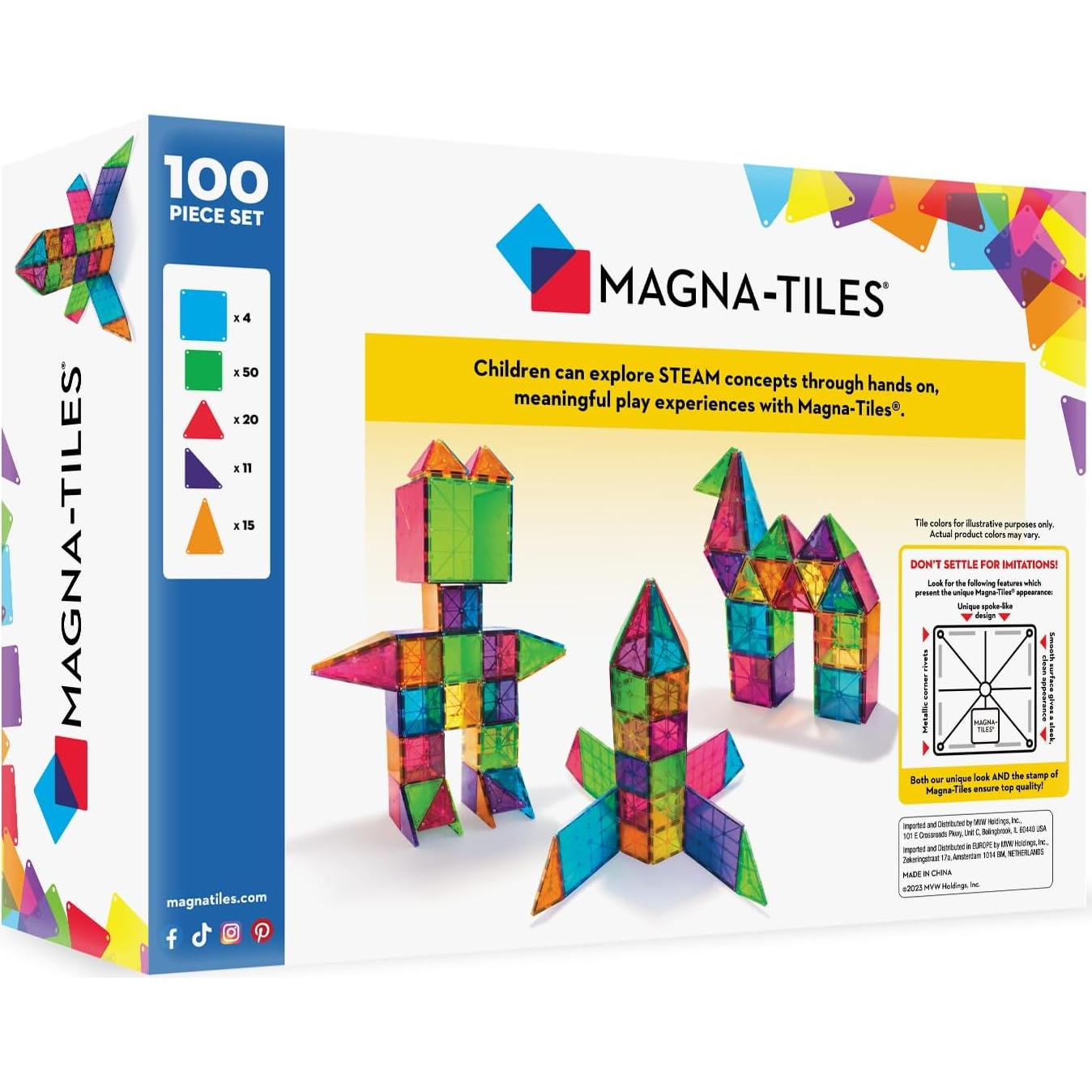 Set Clásico de Construcción Magnética MAGNA-TILES 100 Piezas