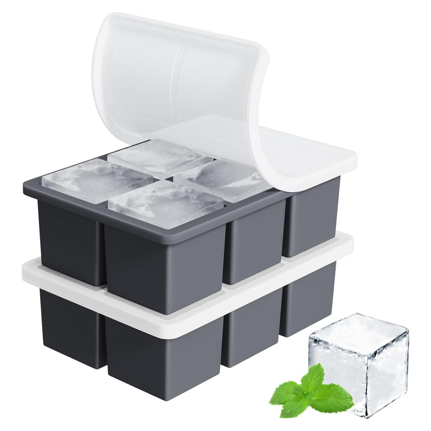 Bandeja de Hielo Grande FDDBI 2 Piezas Silicona Cuadrada