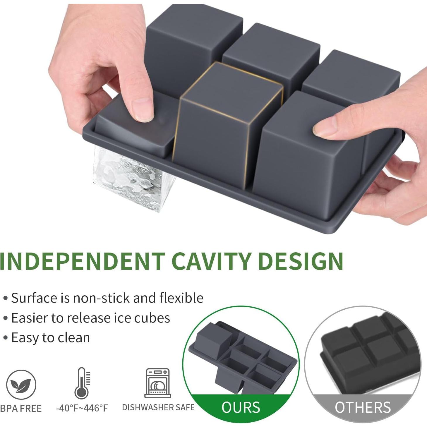 Bandeja de Hielo Grande FDDBI 2 Piezas Silicona Cuadrada