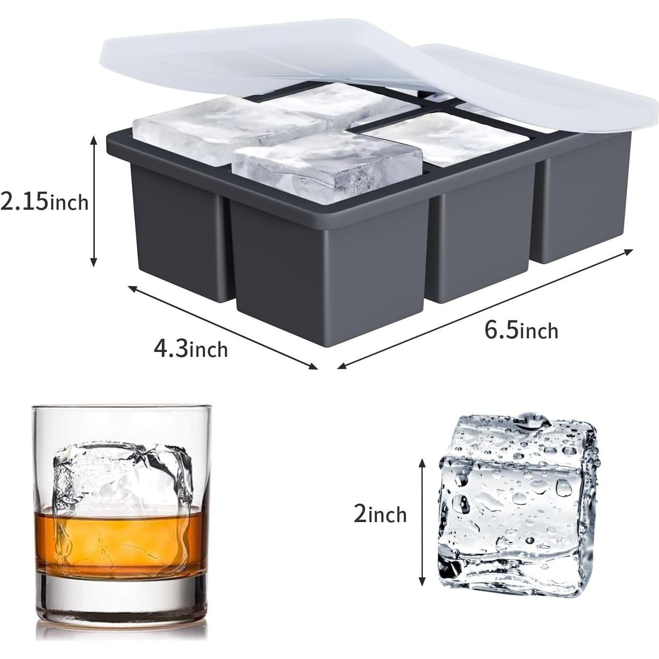 Bandeja de Hielo Grande FDDBI 2 Piezas Silicona Cuadrada