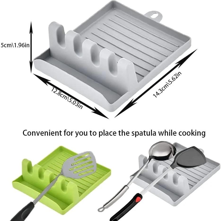 Reposacucharas de Silicona Verde con Soporte para Olla 35.5x32.3cm