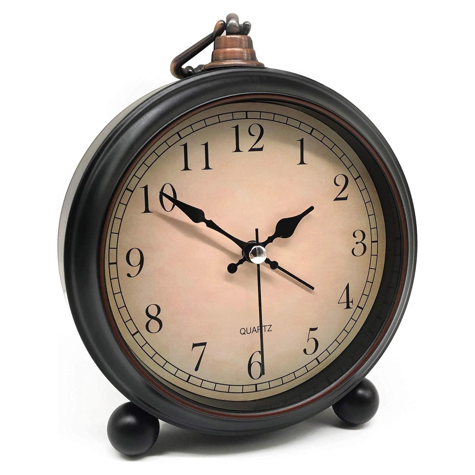 Reloj de Alarma Analógico Retro TooTa 13cm Silencioso con Luz