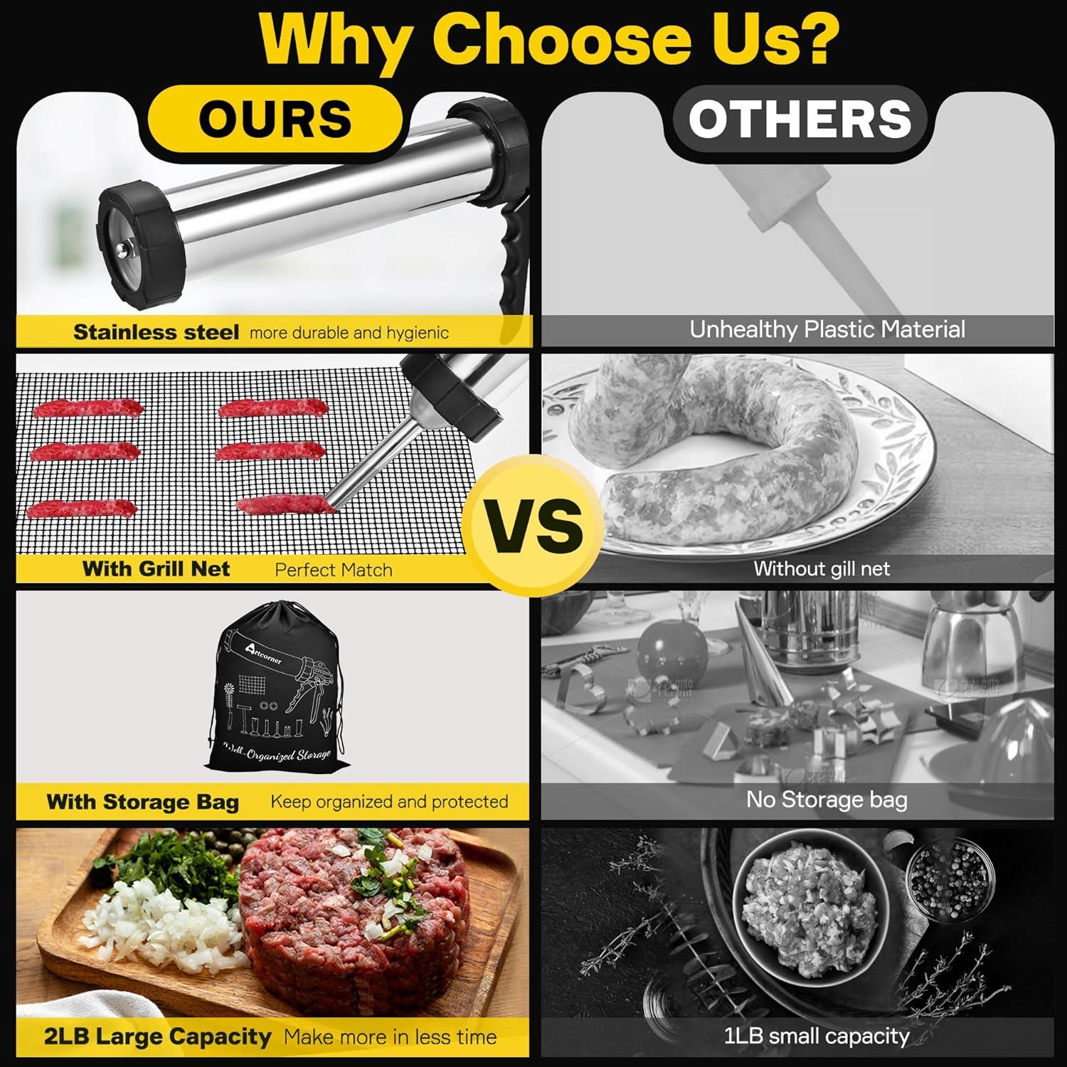 Pistola de Jerky Artcorner 0.91KG Acero Inoxidable con Accesorios