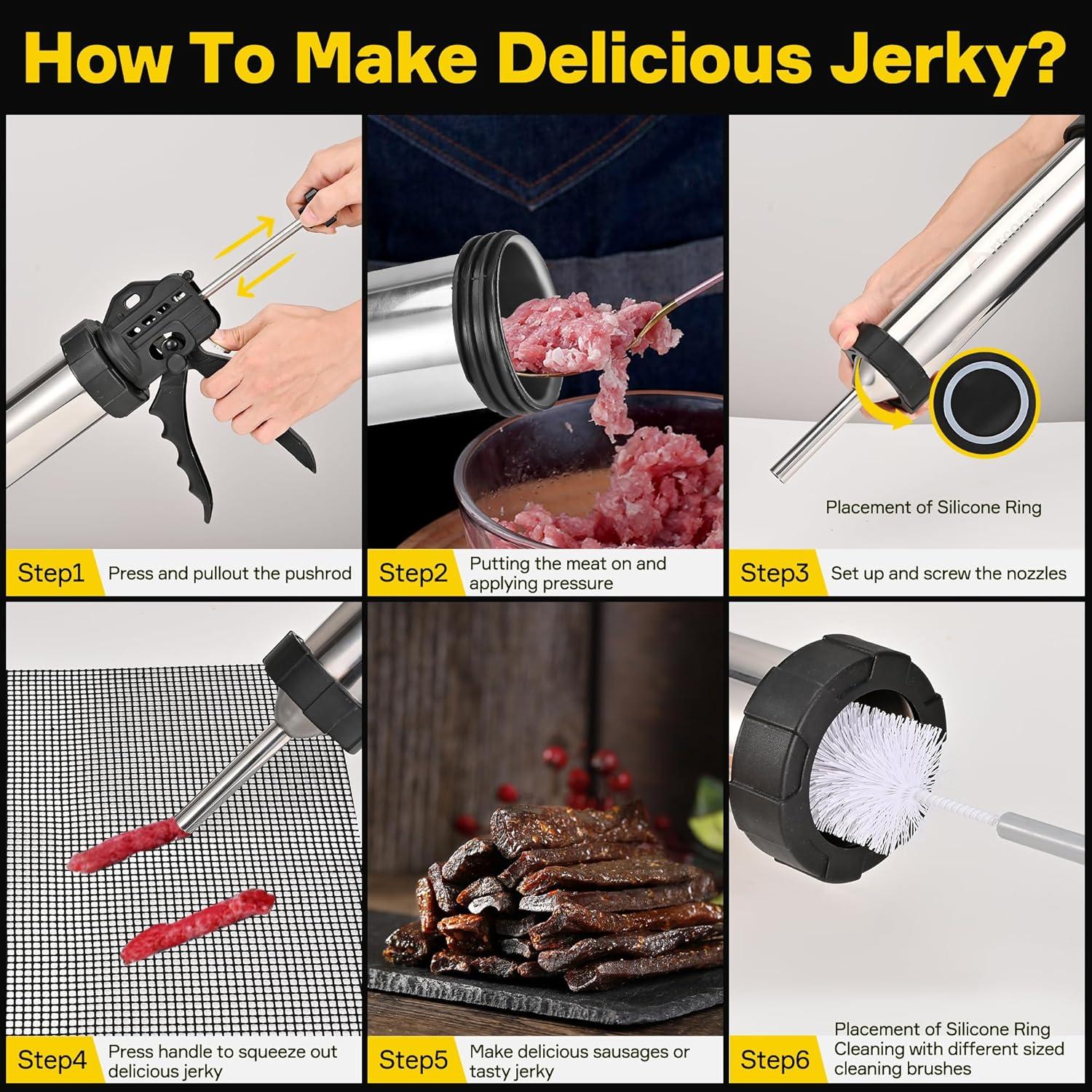 Pistola de Jerky Artcorner 0.91KG Acero Inoxidable con Accesorios