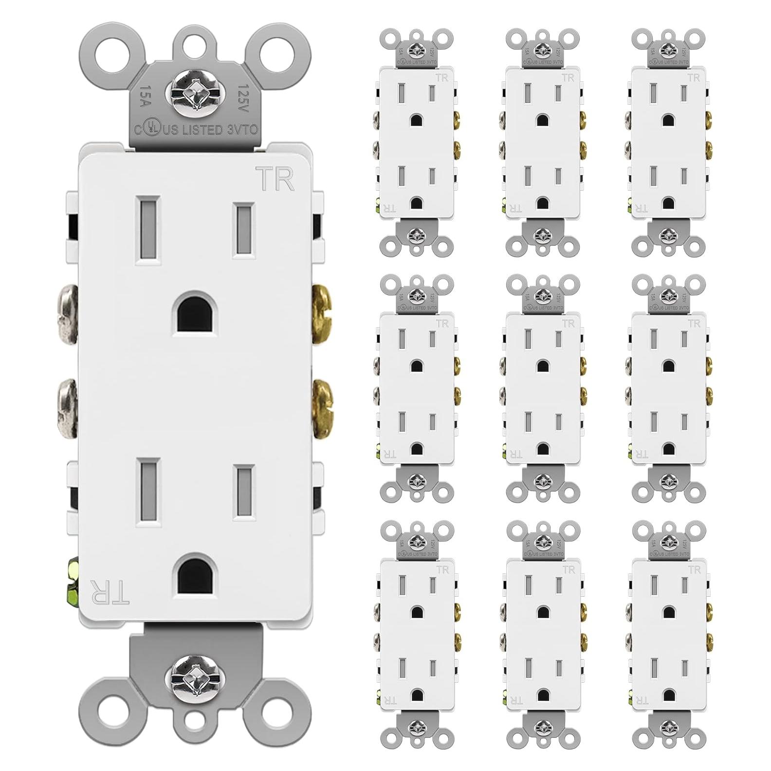 Receptáculo de Pared Decorador BESTTEN 15A Blanco - Paquete de 10