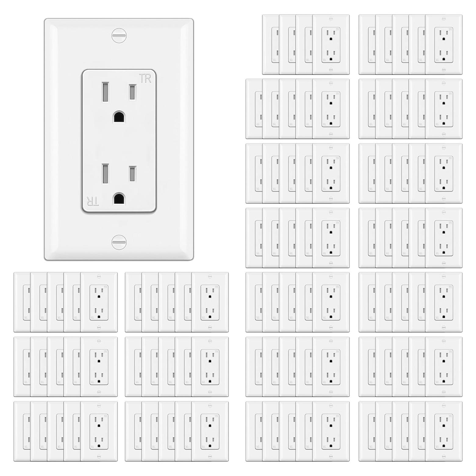 Tomas Decorativas BESTTEN 15A 100 Unidades a Prueba de Manipulación