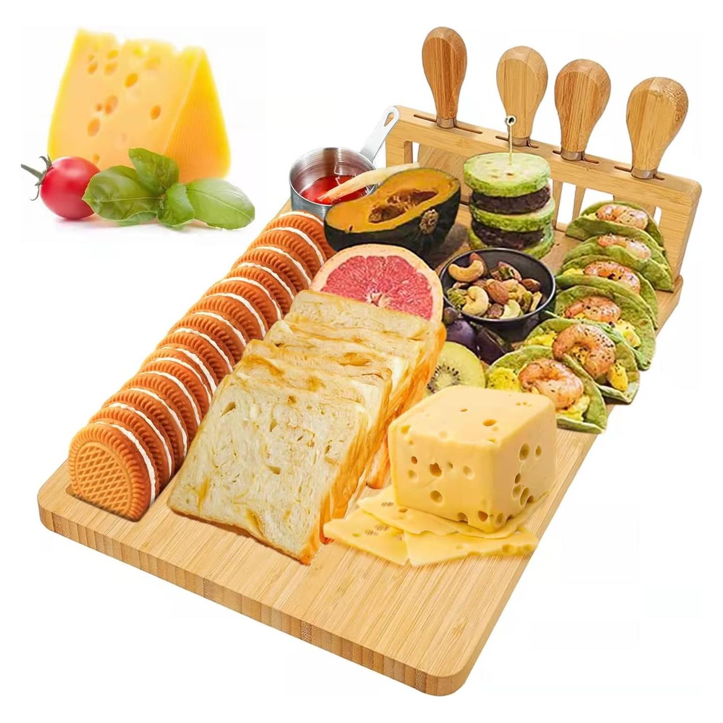 Tabla de Queso Kylinbigda de Bambú 33.8x33.8 cm con Utensilios