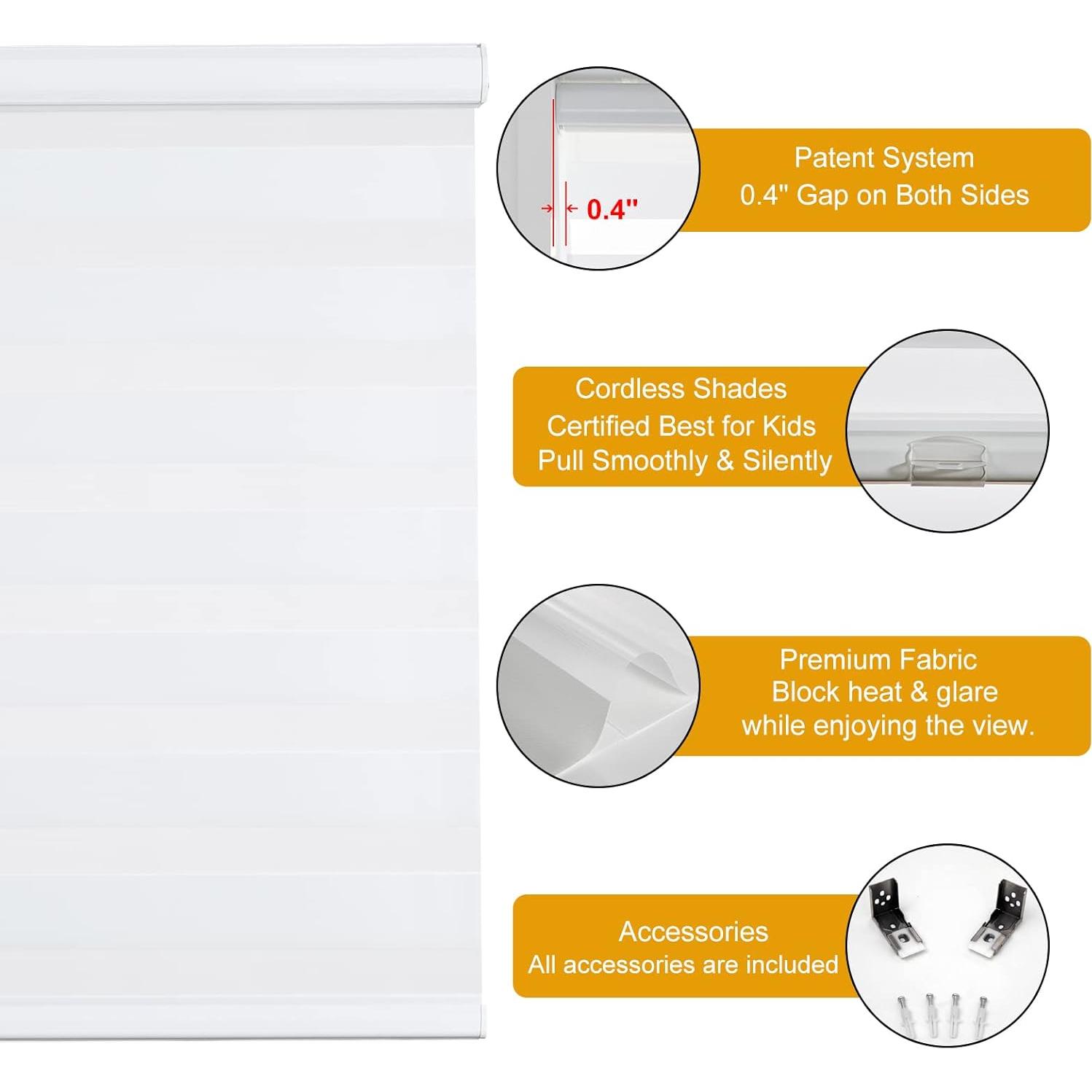 Persilux Persianas Zebra Inalámbricas 38.1x119.4 cm Blanco