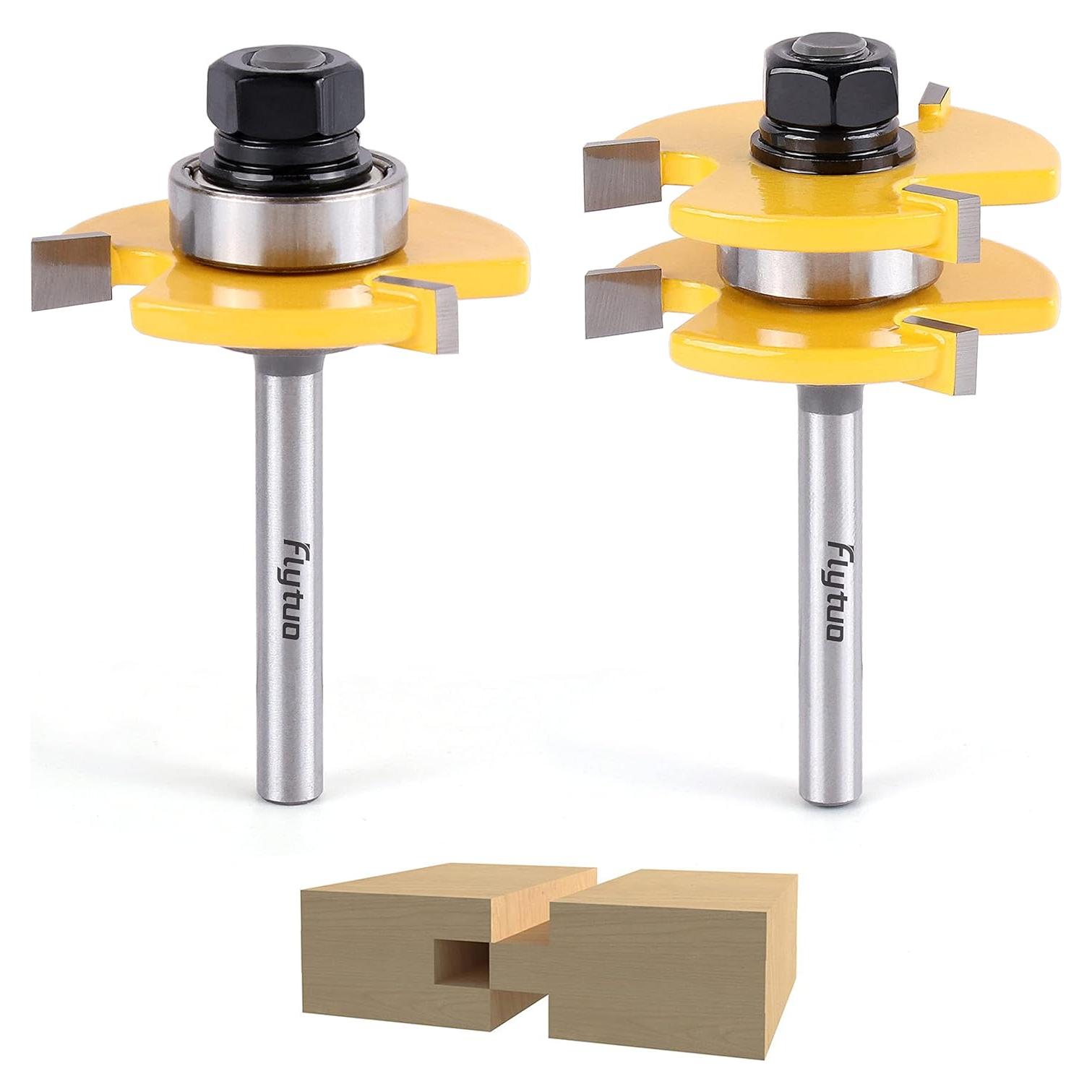 Juego de 2 Fresas de Lengüeta y Ranura Wenzhou 0,64 cm Vástago