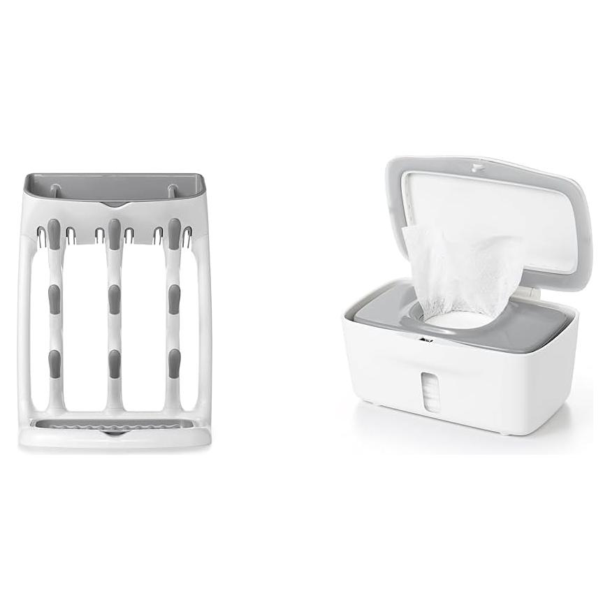 Estante de Secado OXO Tot + Dispensador de Toallitas Gris