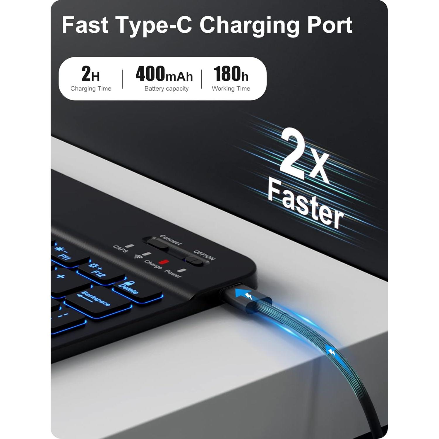 Funda de teclado Hamile para iPad 10.2" y 10.5" - Retroiluminada