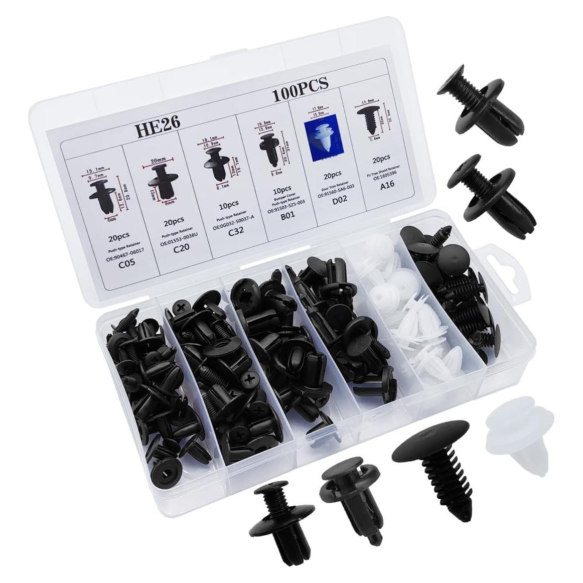 Kit de Clips de Remache para Parachoques DUSCOKE 100 Piezas