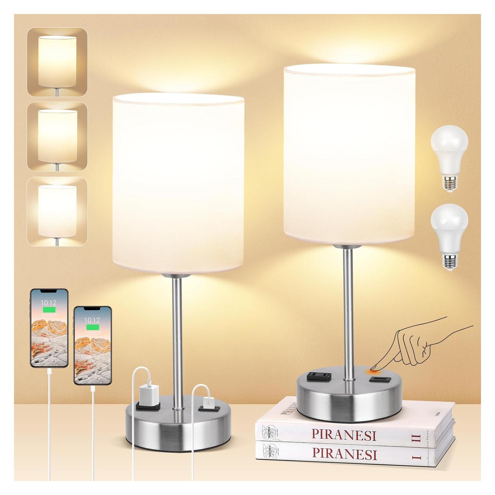 Lámparas de Mesa Táctiles PARTPHONER Juego de 2 con USB