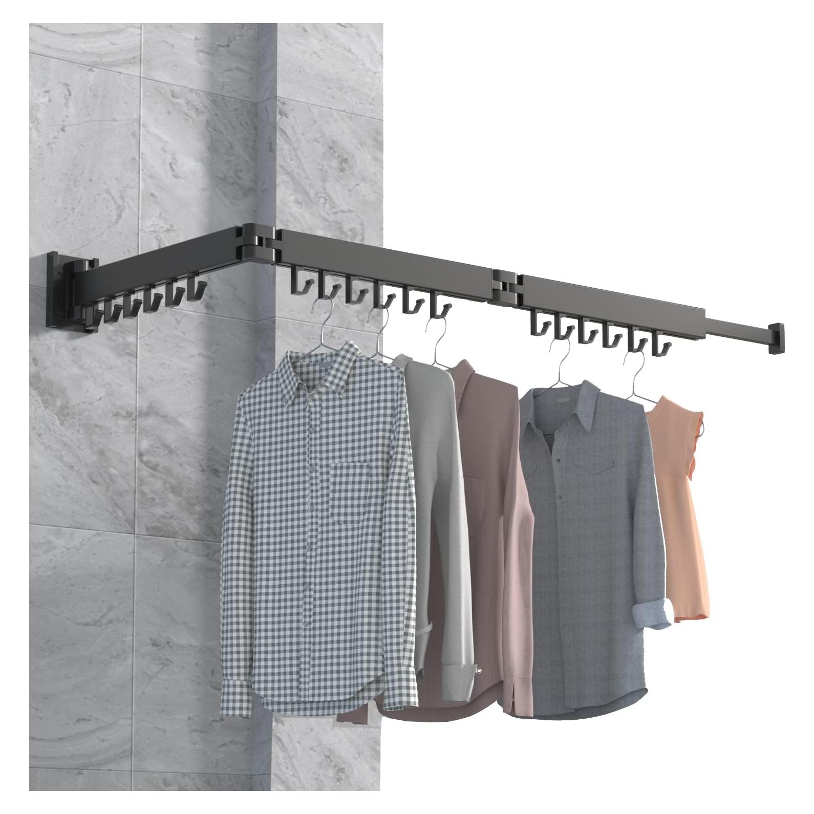 Perchero de Ropa Plegable Dr.DJ Montado en Pared 18 Ganchos