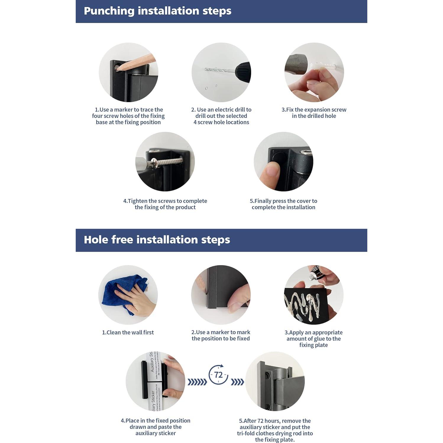 Perchero de Ropa Plegable Dr.DJ Montado en Pared 18 Ganchos