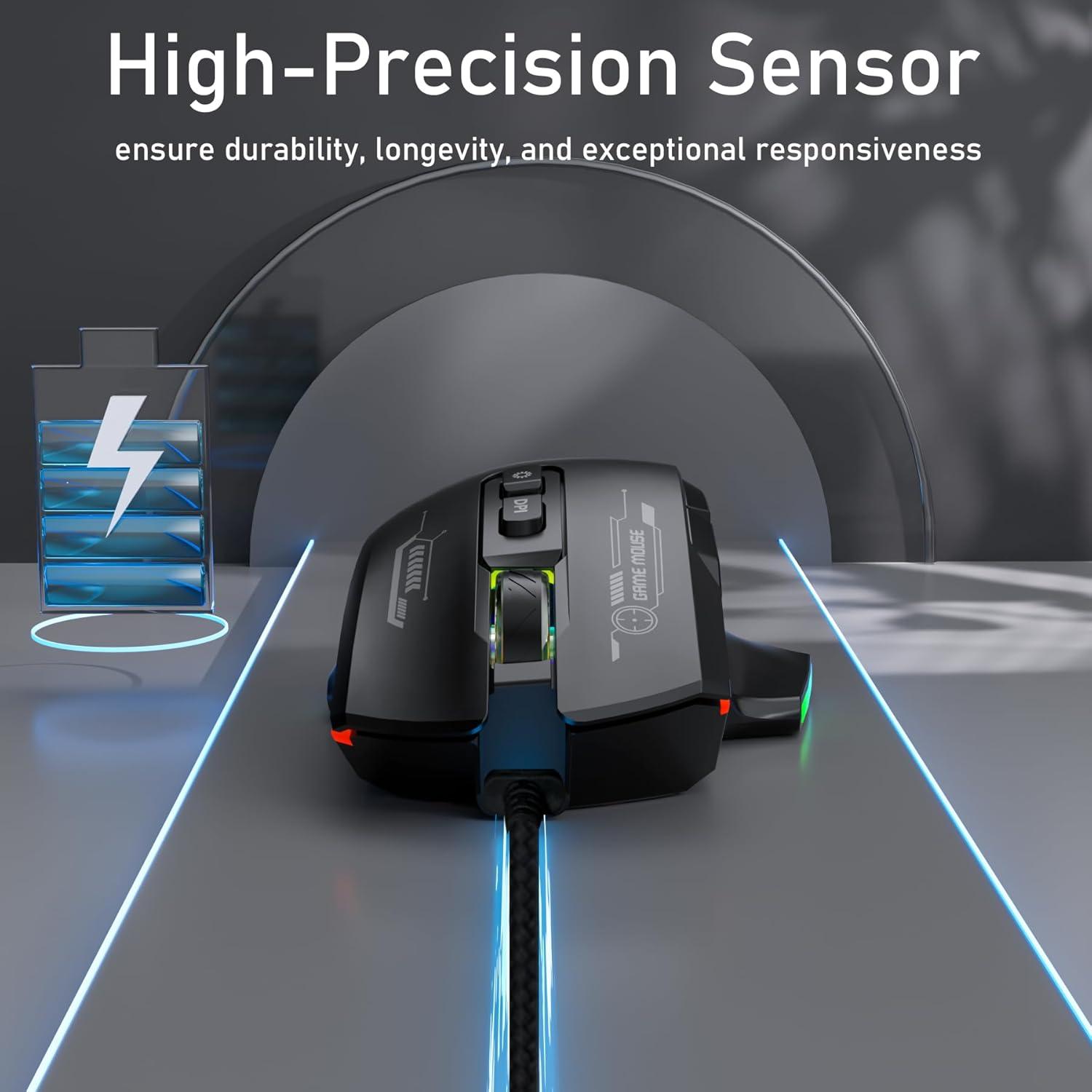 Ratón Gaming AooKoNi WF-05 Ergonómico RGB 7200 DPI