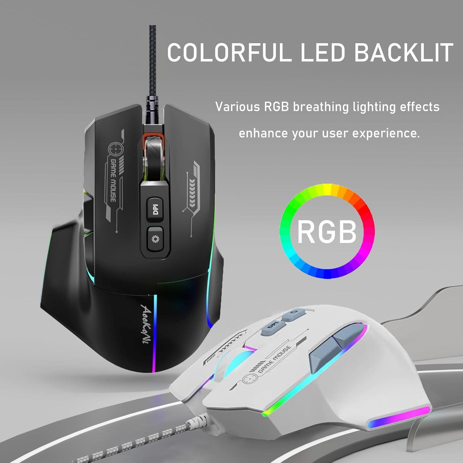 Ratón Gaming AooKoNi WF-05 Ergonómico RGB 7200 DPI