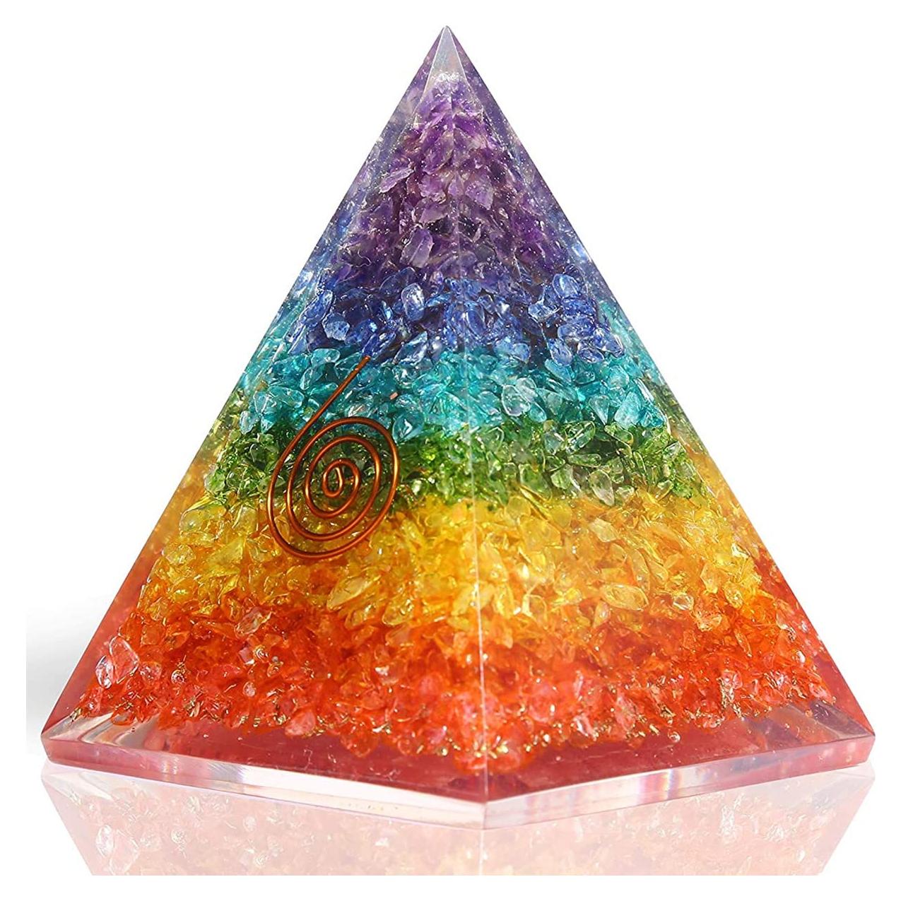 Pirámide de Orgonita 7 Chakras NewMainOne - Cristal Antiestrés