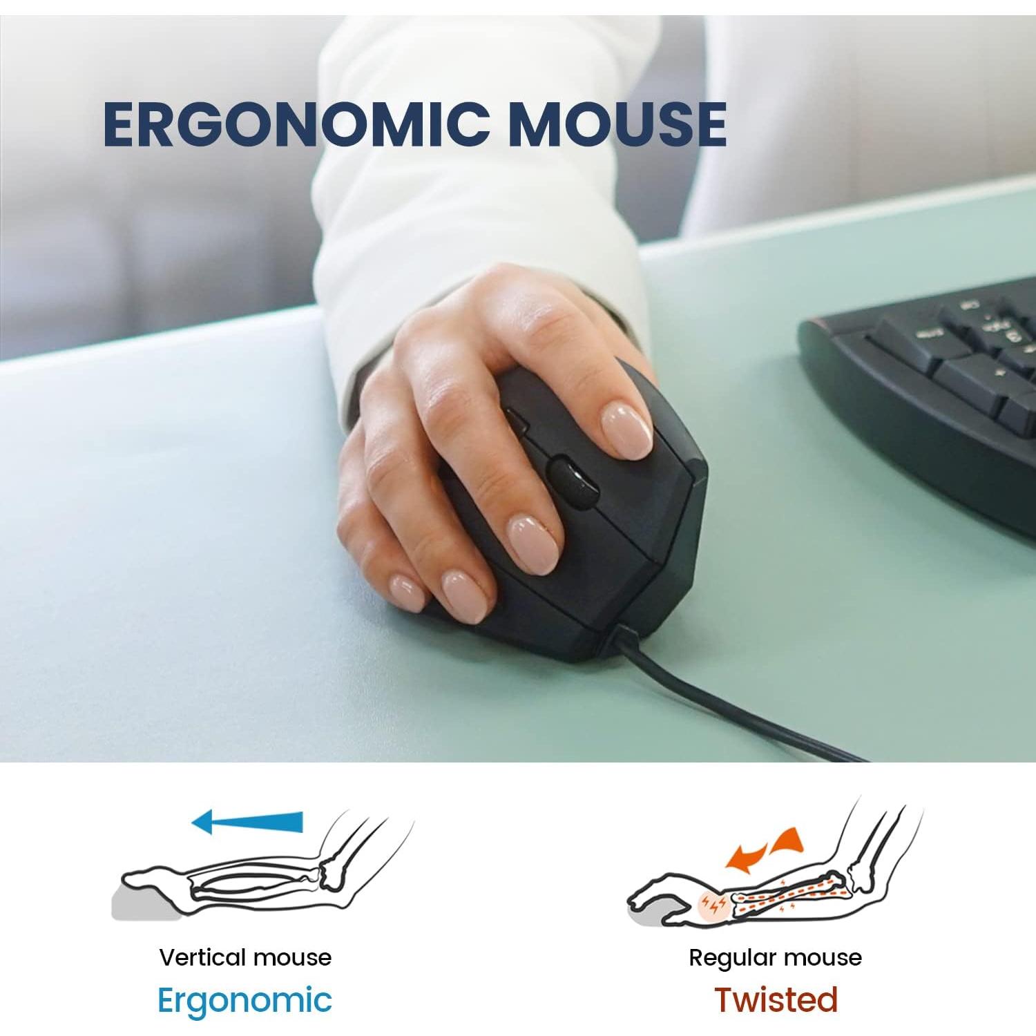 Ratón Vertical Ergonómico Perixx PERIMICE-508 USB 1000/1600 dpi