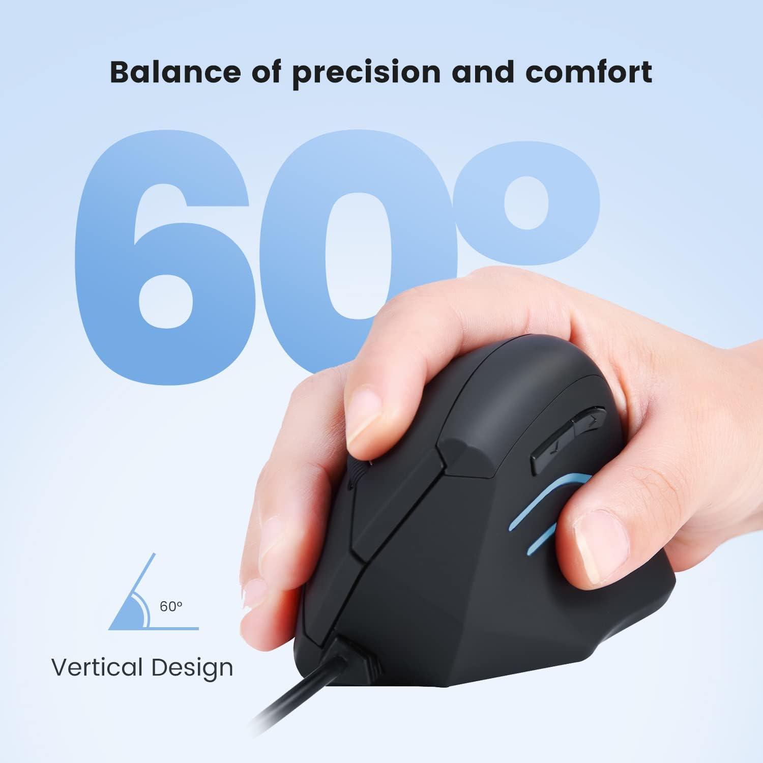 Ratón Vertical Ergonómico Perixx PERIMICE-508 USB 1000/1600 dpi