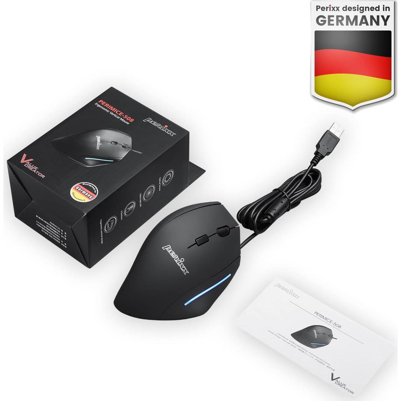 Ratón Vertical Ergonómico Perixx PERIMICE-508 USB 1000/1600 dpi