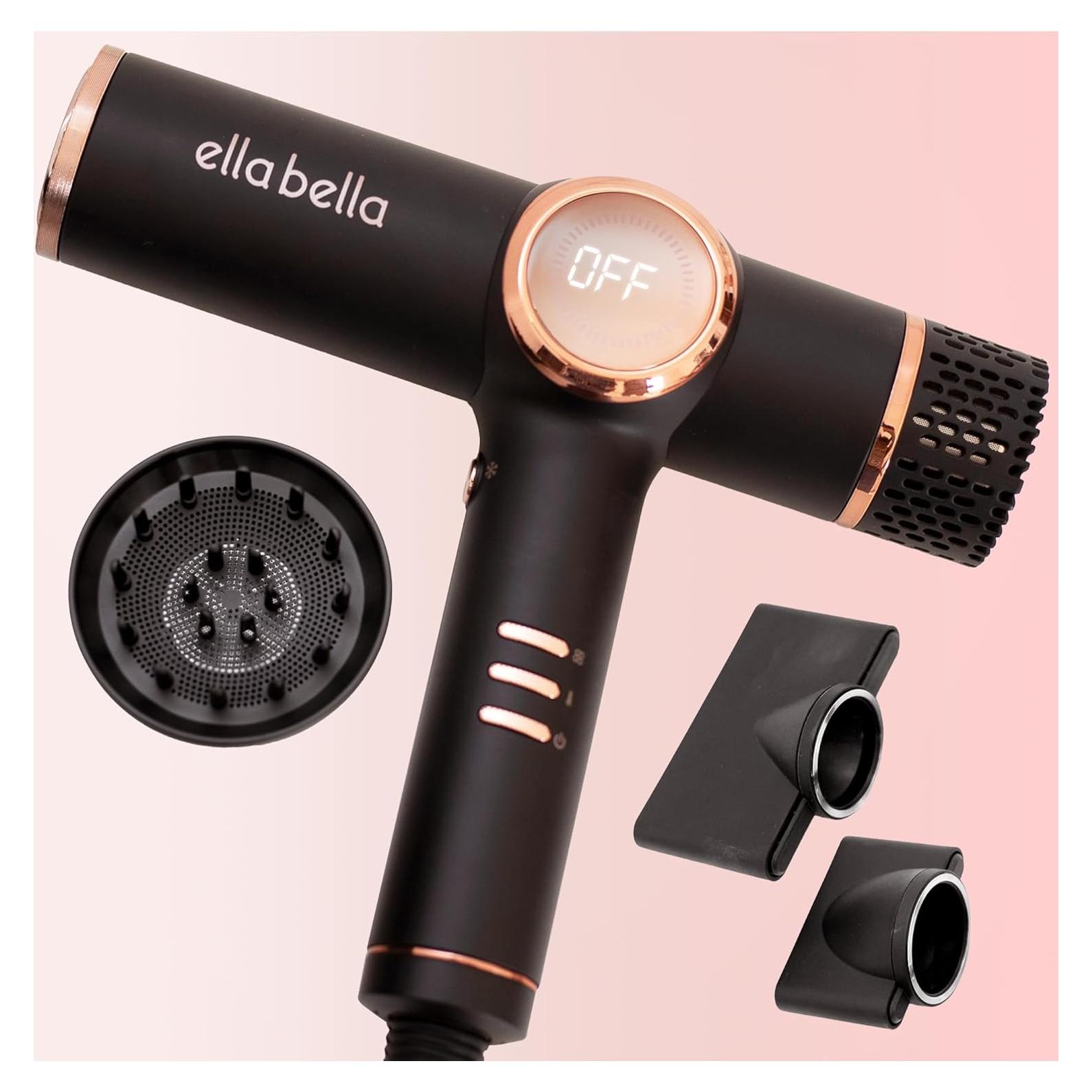 Secador de Pelo Profesional ELLA BELLA Iónico 1700W Negro